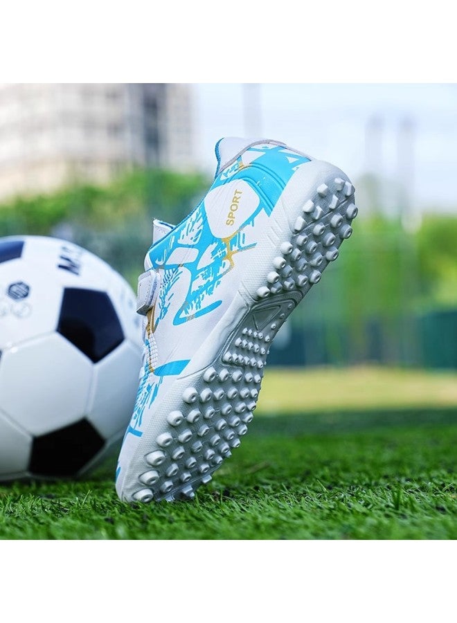 White Moon broken Nail Style Ronaldo Assassin Football Shoes Boys Tf Spike Children's Velcro Golden Sports Training Shoes Student Sneakers