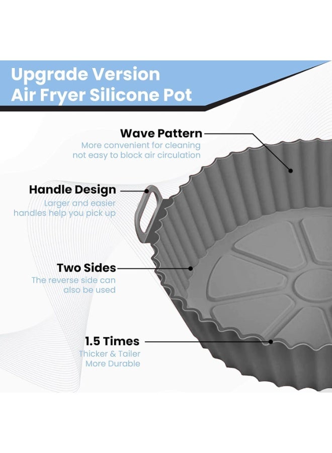 Bluejw 2 Pack Air Fryer Silicone Pots,fryer liners, 8" Silicone air fryer liners,Non Stick Air Fryer Oven Accessories,Round Reusable Air Fryer Silicones Liner Fits 3.6 to 6.8 QT Qt Air Fryer (Gray+Brown) - Image 4