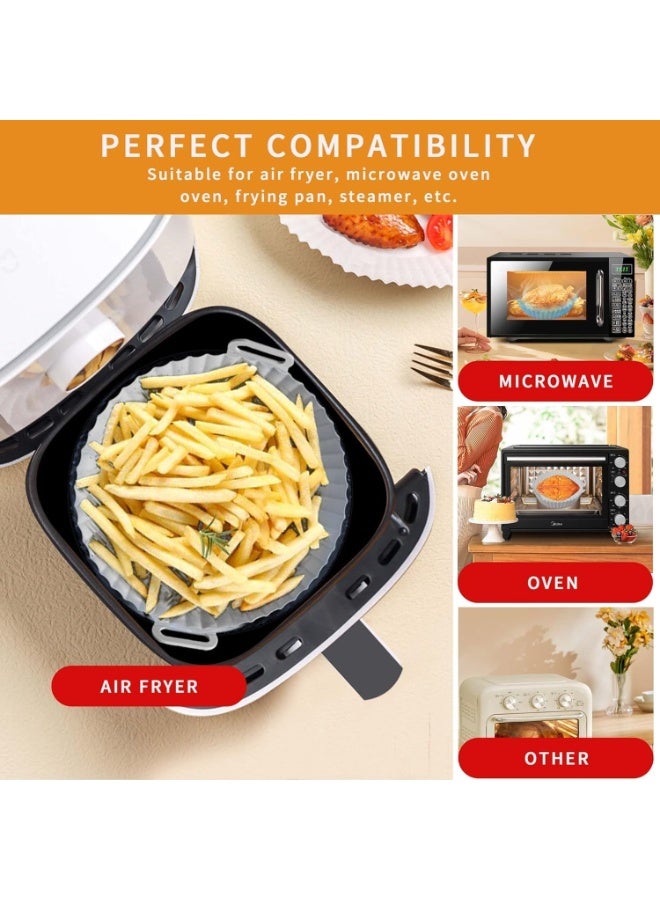 Bluejw 2 Pack Air Fryer Silicone Pots,fryer liners, 8" Silicone air fryer liners,Non Stick Air Fryer Oven Accessories,Round Reusable Air Fryer Silicones Liner Fits 3.6 to 6.8 QT Qt Air Fryer (Gray+Brown) - Image 5