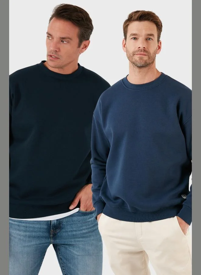 Buratti Buratti Regular Fit Crew Neck Fleece Lined 2-Pack Men's Sweatshirt 5905255S2