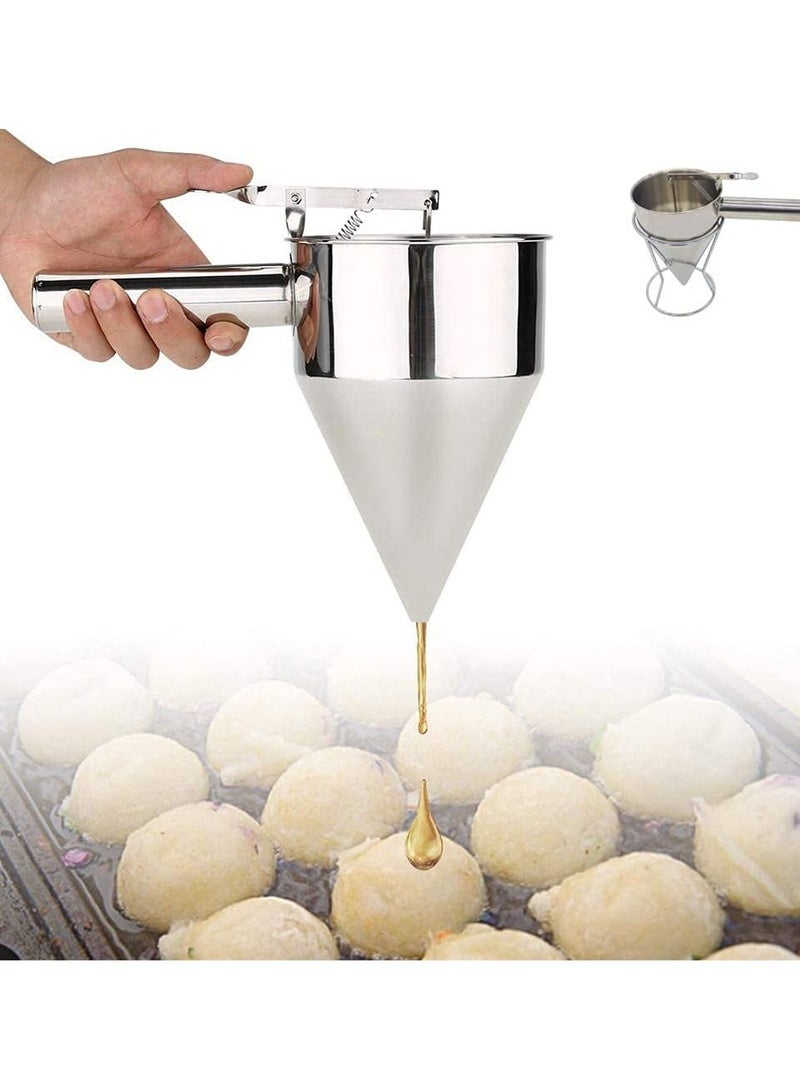 Stainless Steel Donut Cupcake Batter Dispenser Funnel Pancake Maker Helper Rack (silver) - Image 3
