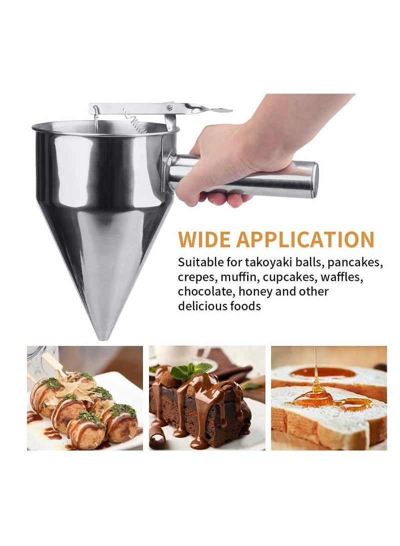 Stainless Steel Donut Cupcake Batter Dispenser Funnel Pancake Maker Helper Rack (silver) - Image 5
