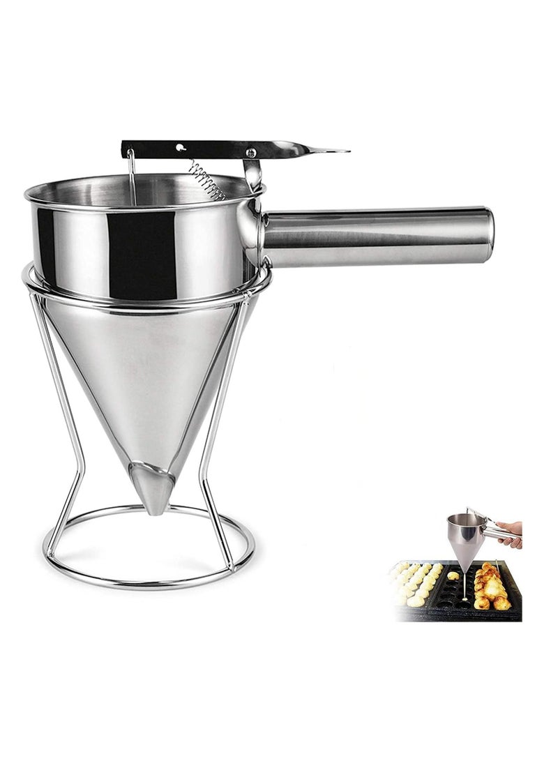 Stainless Steel Donut Cupcake Batter Dispenser Funnel Pancake Maker Helper Rack (silver) - Image 2