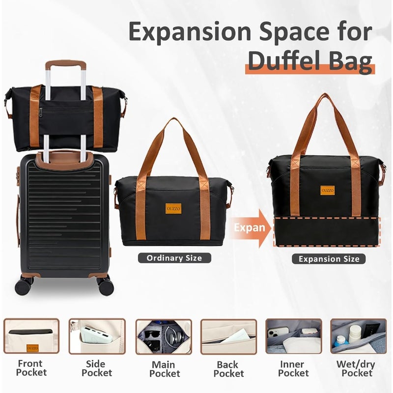 Expandable Luggage Sets 5 Pcs PC Hardshell Lightweight 20/24/28 for Travel, Black, Scratch-Resistant and Impact-Proof - Image 3