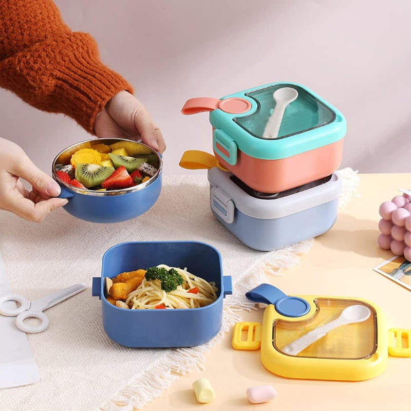 wolpin 1 Pc Lunch Box for Kids with Spoon & Scissor Leak Proof Tiffin Box for Boys, Girls, School & Office, Lunch Box for Kids Microwave Safe, Cartoon 800 ML Blue (Food Grade PP Plastic) - Image 5