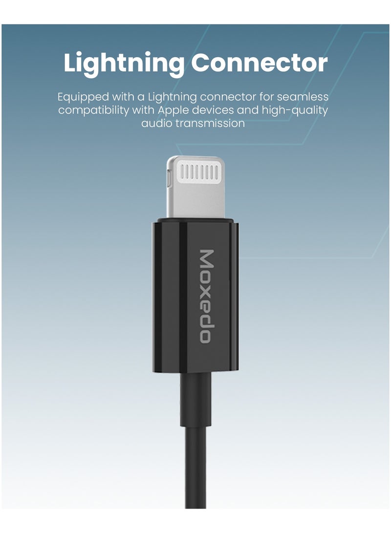 Moxedo Moxedo Mono Stereo Earphone Lightning Connector Earphone In-Line Remote, Built-in Microphone Compatible for iPhone 14/13/12/11 Pro Max/X/XS Max/XR - Black  - Image 5