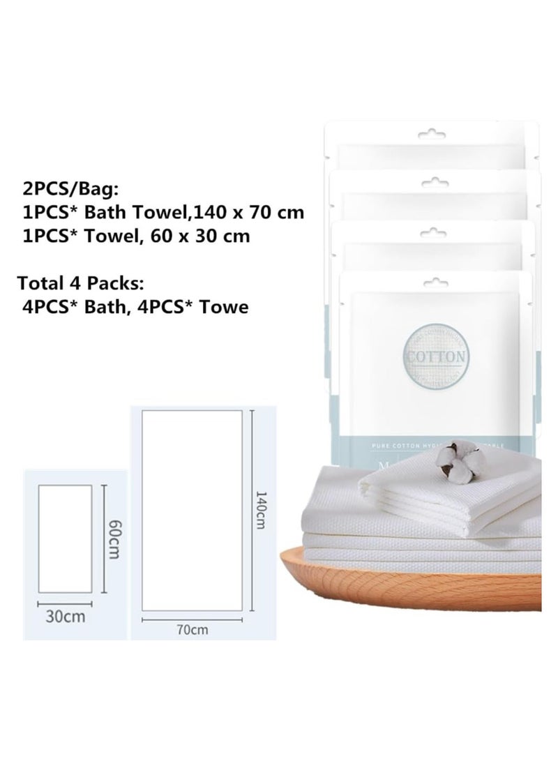 Disposable Bath Towels Sets,4Pcs Big Shower Towels and 4pcs Disposable Towel, Portable Pure Cotton Body Towel for Travel, Hotel,Camping, Hiking, Beauty Salon - Image 5
