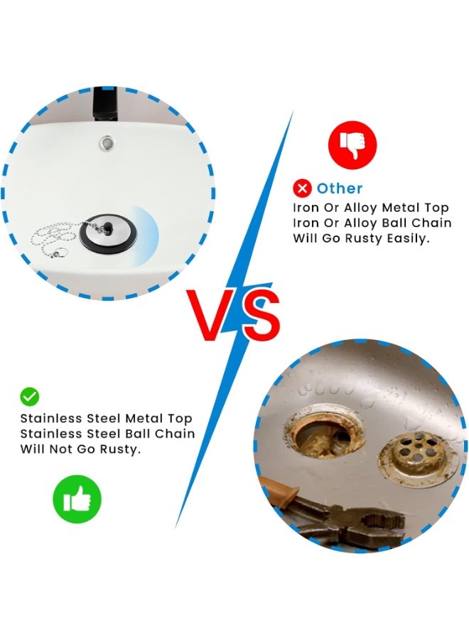 Bukela Razor Bathroom Plug, Universal Bathroom Plug Replacement, Drain Plug for Kitchen Sink Plug, Stainless Steel Chain for Bathroom Plug Replacement (Size 42mm to 45mm) for Bathroom Plug and Chain - Image 3