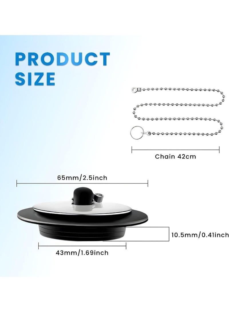 Bukela Razor Bathroom Plug, Universal Bathroom Plug Replacement, Drain Plug for Kitchen Sink Plug, Stainless Steel Chain for Bathroom Plug Replacement (Size 42mm to 45mm) for Bathroom Plug and Chain - Image 2