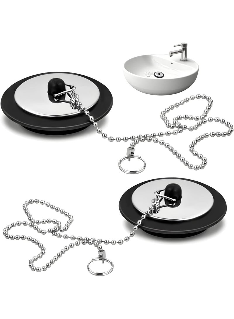 Bukela Razor Bathroom Plug, Universal Bathroom Plug Replacement, Drain Plug for Kitchen Sink Plug, Stainless Steel Chain for Bathroom Plug Replacement (Size 42mm to 45mm) for Bathroom Plug and Chain - Image 1