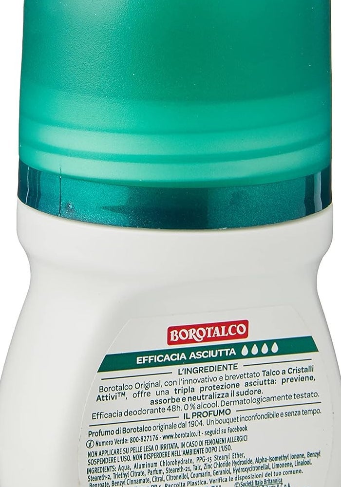Borotalco Original Roll-On Deodorant with Active Talc - 50ml - Image 2