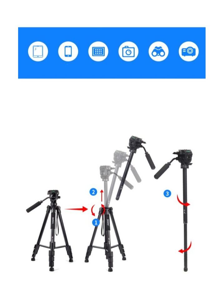Jmary Kp-2599 Professional Aluminium Tripod For DSLR - Image 3