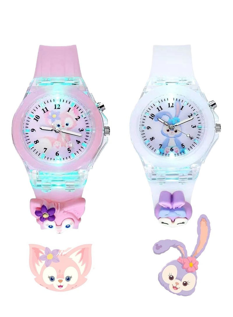 2 Pcs Kids Watches,3D Lovely Cartoon Digital Sport Watch Silicone Wristwatches Best Gift for 3-11 Year Old Girls Boys,Time Teaching Easy to Read Time Clearly at Night  - Image 1