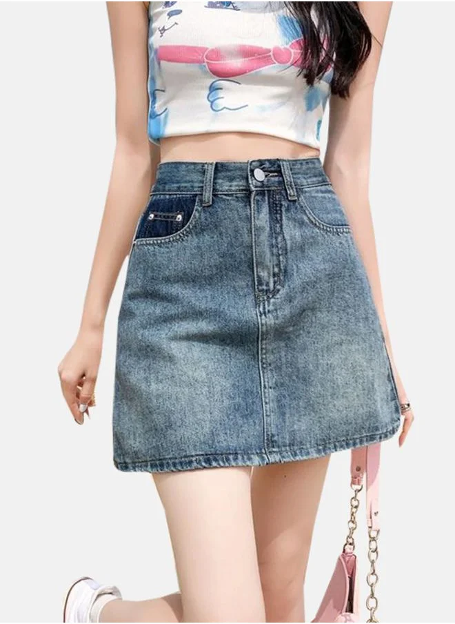 YUNIQEE Blue A-Line Denim Skirts