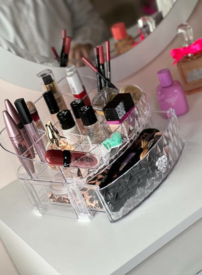 منظم مكياج أكريليك بجودة عالية - تصميم شفاف مع درج، مقاس 20×27 سم وارتفاع 17.5 سم BK - Image 1