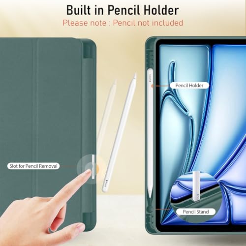 Robustrion Case Cover for iPad Air 11 inch Cover M4 / M3 / M2 / iPad Air 5th Generation Cover/iPad Air 4th Generation with [Pencil Holder] for iPad Air 11 inch M4 / M3 /M2 /Air 4 5 10.9" - Dark Green - Image 5