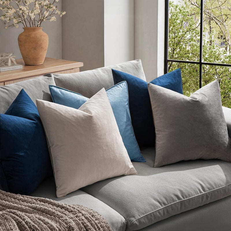 MIULEE Velvet Throw Pillow Covers 18x18 Inch, Pack of 2 - Dark Blue, Super Soft Decorative Square Cushion Cases Modern Luxury Home Decor for Sofa, Couch, Bed, Chair with Invisible Zipper - Image 2