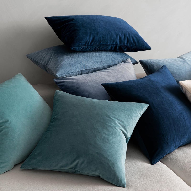 MIULEE Velvet Throw Pillow Covers 18x18 Inch, Pack of 2 - Dark Blue, Super Soft Decorative Square Cushion Cases Modern Luxury Home Decor for Sofa, Couch, Bed, Chair with Invisible Zipper - Image 4