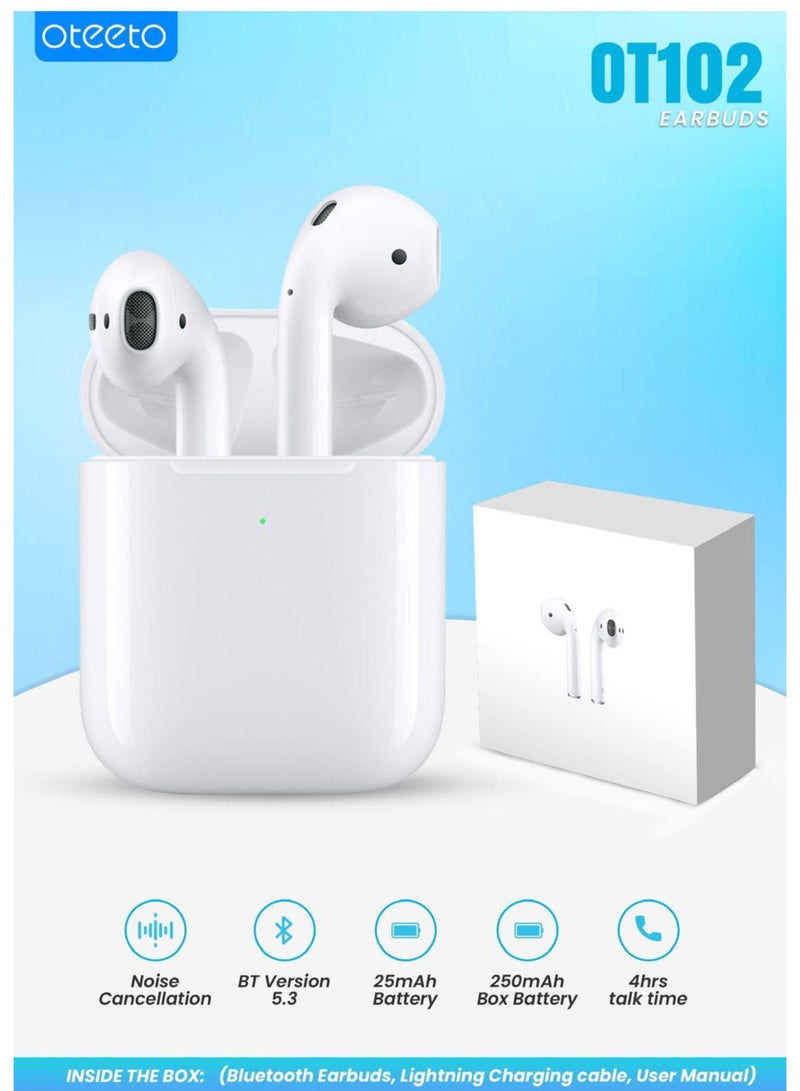Oteeto Earbud 102 Wireless Bluetooth Earbuds, High-Fidelity Sound, Noise-Canceling Headphones, Touch Control & Long Battery Life - Image 3