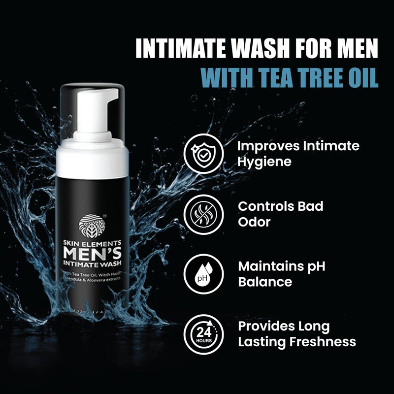 Skin Elements Intimate Wash for Men | pH Balanced Foaming Wash with Tea Tree Oil & Aloe Vera | Soothes, Refreshes & Maintains Hygiene | 4.05 fl. oz. | - Image 3