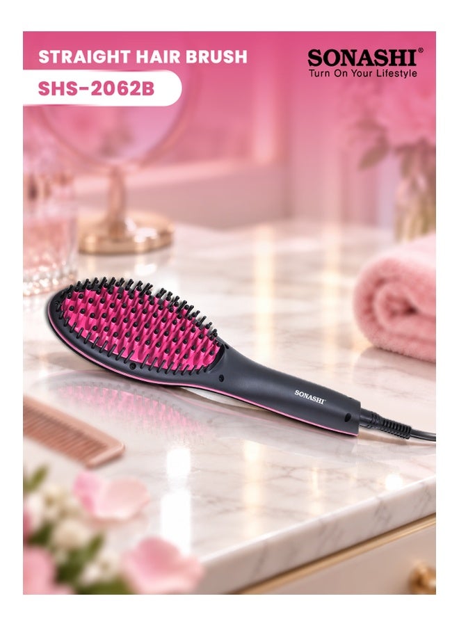 SONASHI Simply Straight Hair Brush  Hair Straightening Comb with LCD Display  With Temperature Control Adjustable Upto 230  Durable Construction For Longlasting Performance   SHS-2062B Pink/Black - Image 1