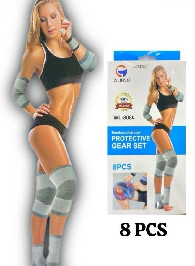 لورديكس مجموعة معدات الحماية، واقي الذراع، واقي المعصم، وسادات الركبة، واقي الكاحل، مجموعة تروس للتمرين، صالة الألعاب الرياضية، 8 قطع - Image 1