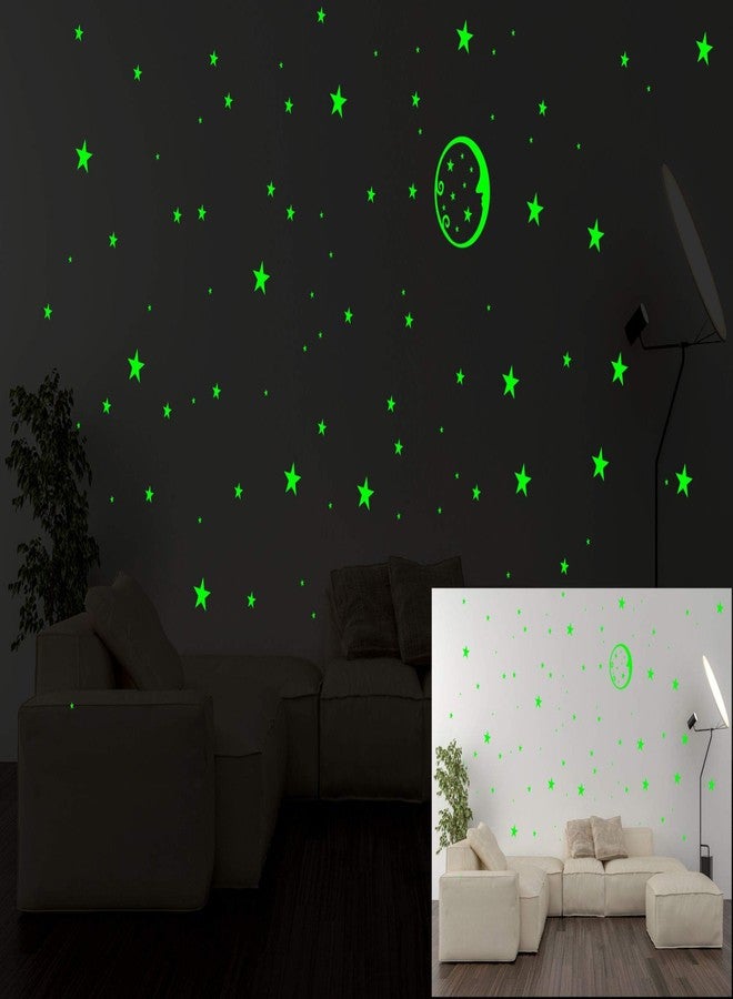 Monk Wish Glow in The Dark Stars for Ceiling or Wall Stickers (Green, 25cm x25cm x 1cm) - Image 1