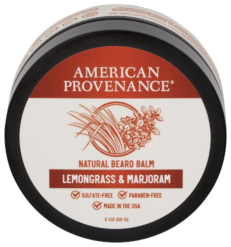 American Provenance American Provenance Premium Natural Beard and Mustache Balm for Men with Shea Butter, Jojoba Oil, Argan Oil - Grooming Balm that Conditions, Moisturizes and Strenthens Beards and Mustaches of Any Length | Lemongrass & Marjoram, 2 oz (Pack of 1)