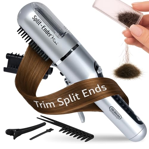 Split ender Split-Ender Mini – Original Cordless Split End Hair Trimmer for Dry, Damaged, Brittle, Frizzy, Curly or Straight Hair – 3 AAA Battery Operated Hair Clipper for Home Use – Silver - Image 1