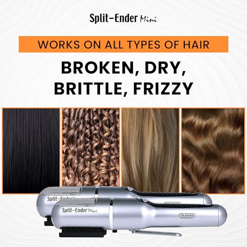 Split ender Split-Ender Mini – Original Cordless Split End Hair Trimmer for Dry, Damaged, Brittle, Frizzy, Curly or Straight Hair – 3 AAA Battery Operated Hair Clipper for Home Use – Silver - Image 5