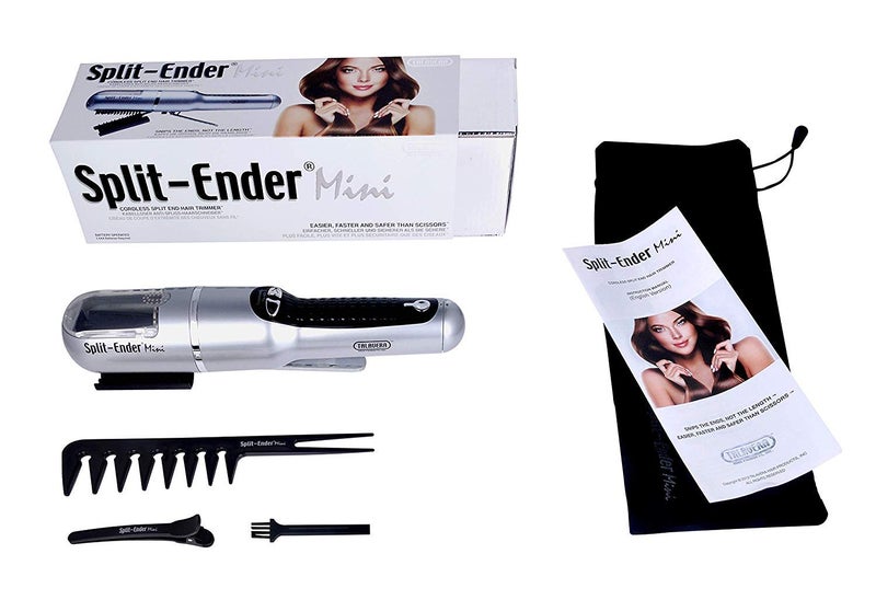 Split ender Split-Ender Mini – Original Cordless Split End Hair Trimmer for Dry, Damaged, Brittle, Frizzy, Curly or Straight Hair – 3 AAA Battery Operated Hair Clipper for Home Use – Silver - Image 4