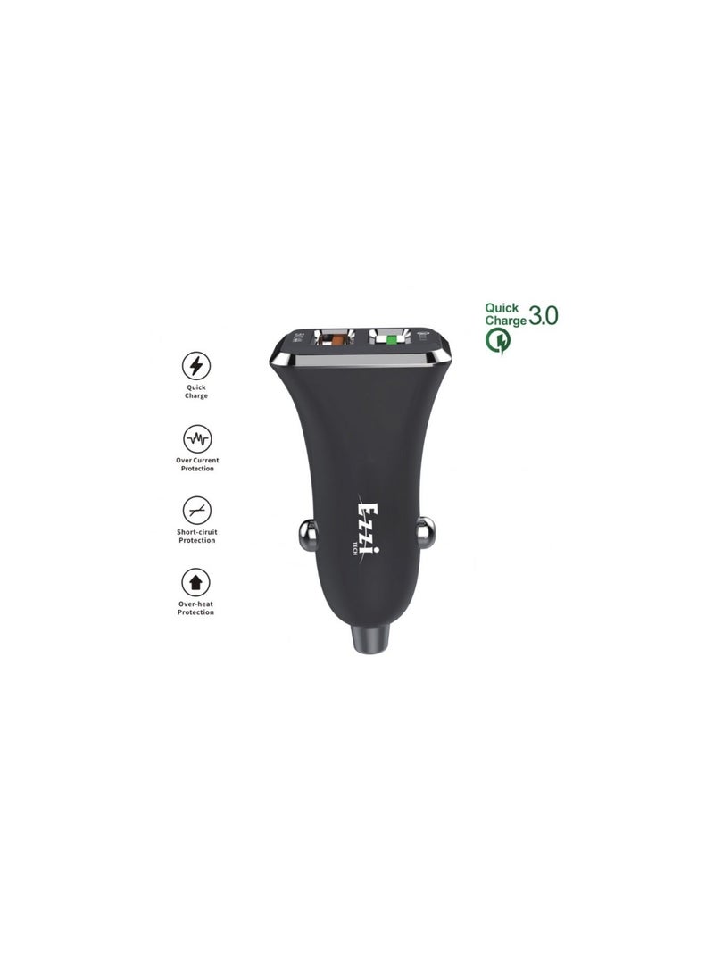 شاحن سيارة 28 واط سريع الشحن ثنائي المنفذ