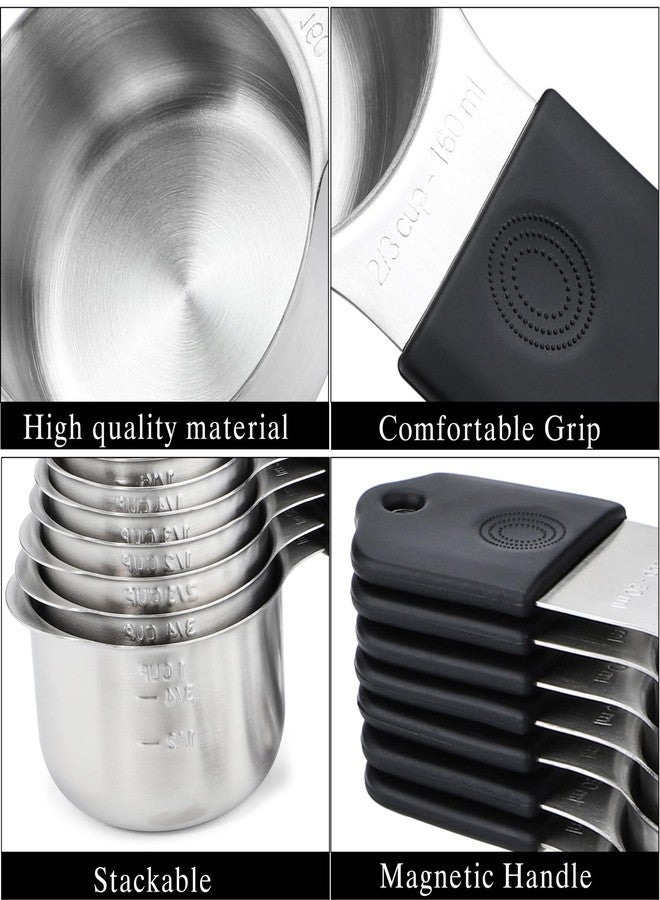 Turewin Magnetic Measuring Cups and Spoons Set Including 7 Stainless Steel Measuring Cups 8 Double Sided Magnetic Measuring Spoons Set with 1 Leveler Kitchen Tools for Cooking Baking (Black) - Image 3