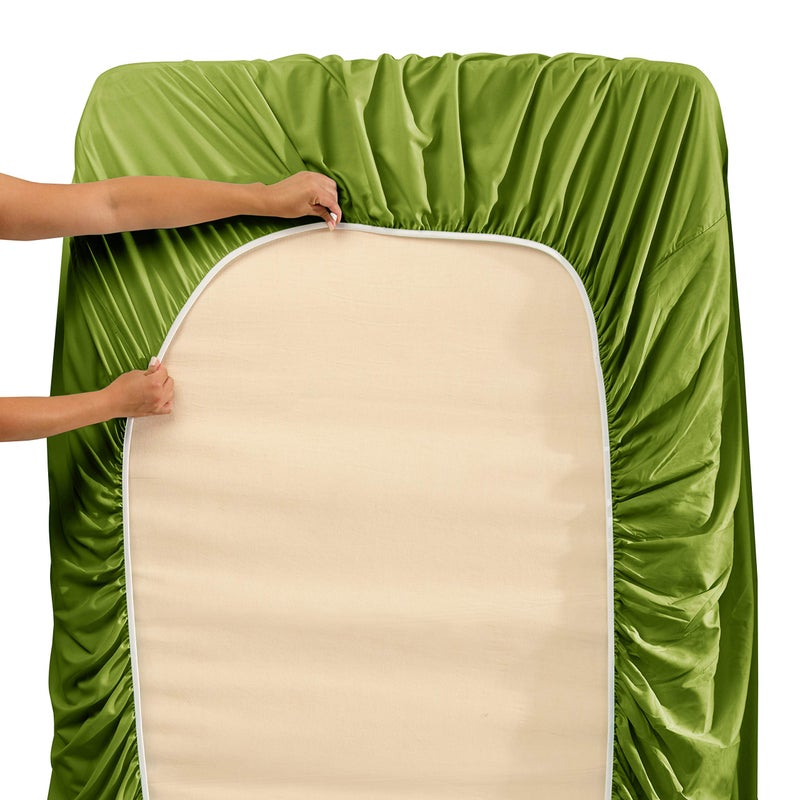 Clara Clark Deep Pocket Full Fitted Sheet Fits up to 21 Inch Mattress - Super Soft Full Fitted Sheet Only  Fade  Stain Resistant - Calla Green Fitted Sheet Full Size - Image 5