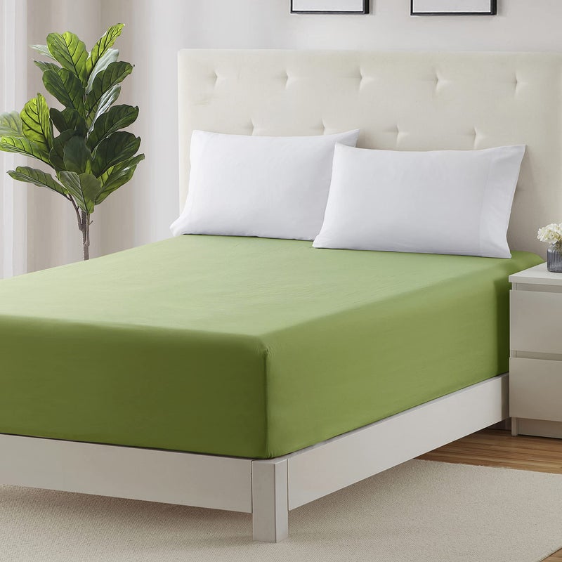 Clara Clark Deep Pocket Full Fitted Sheet Fits up to 21 Inch Mattress - Super Soft Full Fitted Sheet Only  Fade  Stain Resistant - Calla Green Fitted Sheet Full Size - Image 1