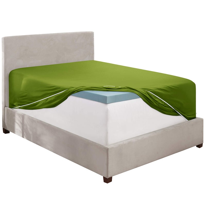 Clara Clark Deep Pocket Full Fitted Sheet Fits up to 21 Inch Mattress - Super Soft Full Fitted Sheet Only  Fade  Stain Resistant - Calla Green Fitted Sheet Full Size - Image 2