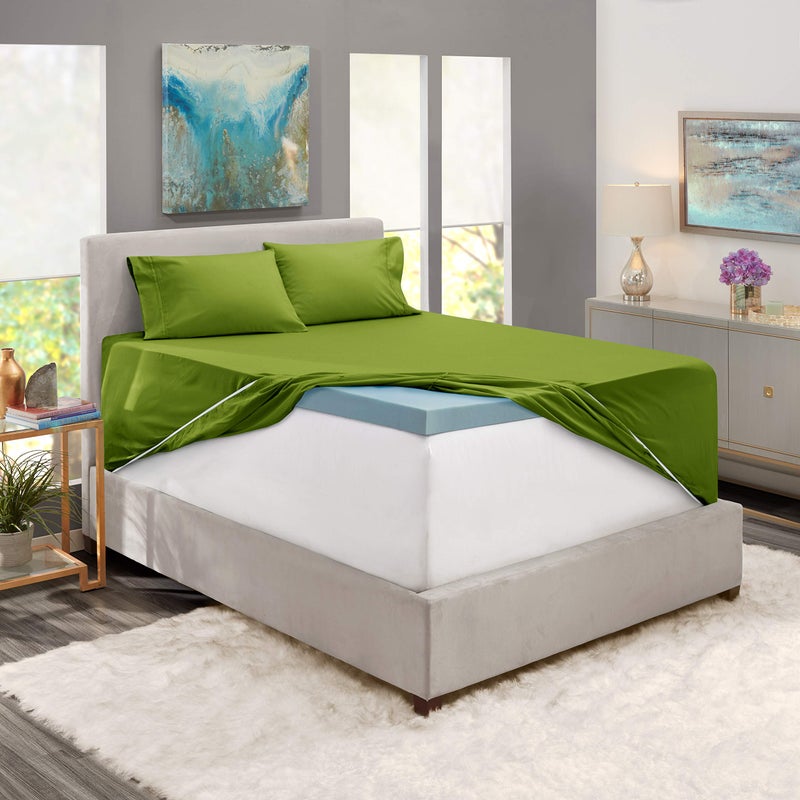 Clara Clark Deep Pocket Full Fitted Sheet Fits up to 21 Inch Mattress - Super Soft Full Fitted Sheet Only  Fade  Stain Resistant - Calla Green Fitted Sheet Full Size - Image 4