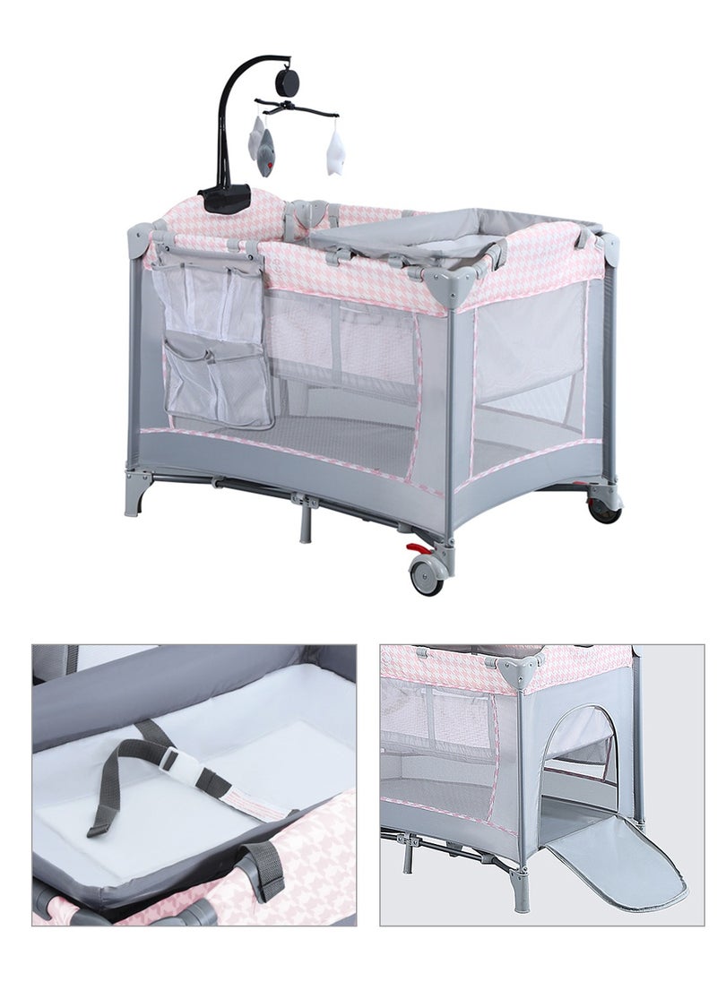 MaBaby Portable Baby Nursery Center Baby Playard, Foldable Baby Crib with Changing Table  - Image 1
