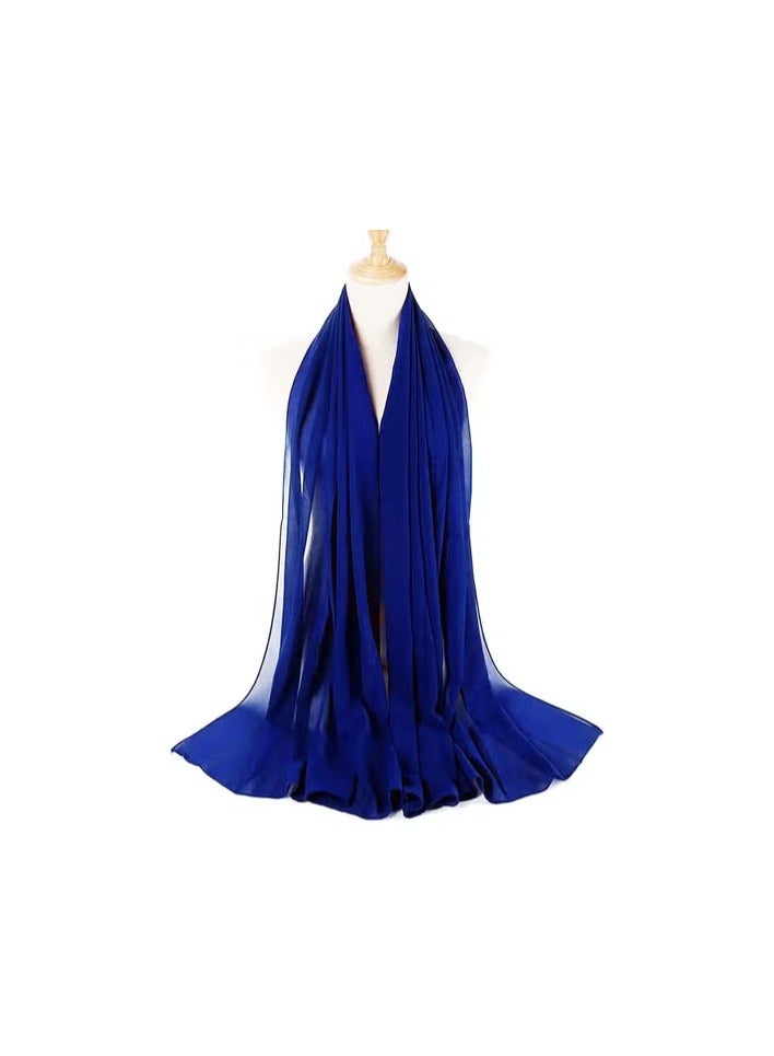 شيلة شيفون باللون الأزرق الملكي – خفيفة الوزن وناعمة وقابلة للتنفس – 72 × 28 إنش للأناقة اليومية المحتشمة - Image 2
