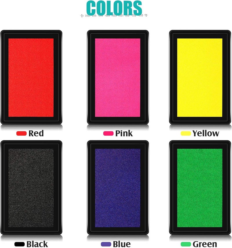 Outus 6 Pieces Reusable Ink Pad for Baby Footprint Handprint Paw Print NonToxic Ink Pad Feet and Hands Stamp for Boys and Girls Christmas New Year 6 ColorsFresh Color - Image 4