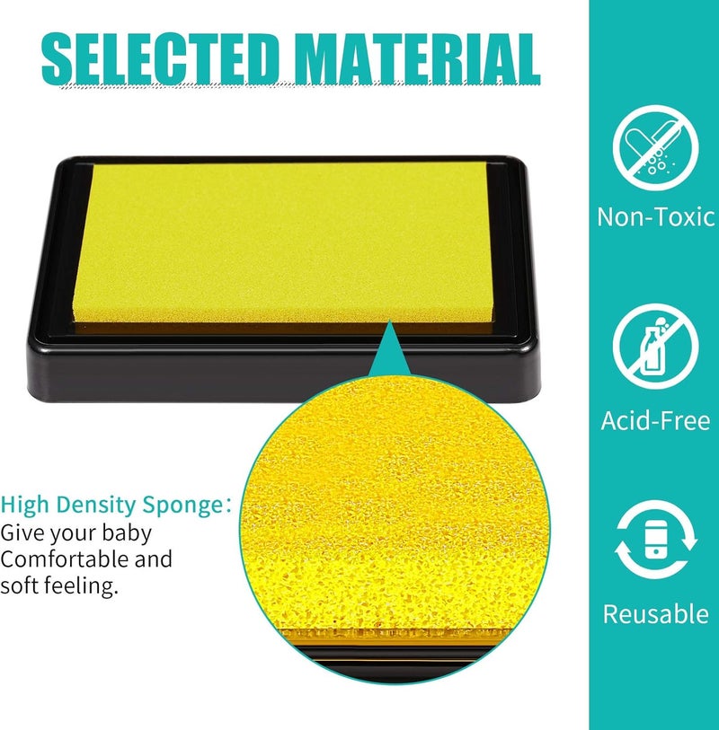 Outus 6 Pieces Reusable Ink Pad for Baby Footprint Handprint Paw Print NonToxic Ink Pad Feet and Hands Stamp for Boys and Girls Christmas New Year 6 ColorsFresh Color - Image 3