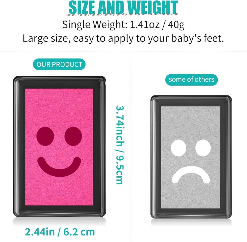 Outus 6 Pieces Reusable Ink Pad for Baby Footprint Handprint Paw Print NonToxic Ink Pad Feet and Hands Stamp for Boys and Girls Christmas New Year 6 ColorsFresh Color - Image 2