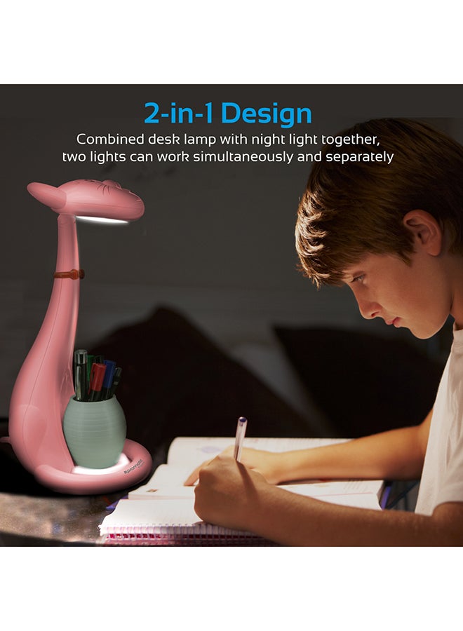 PROMATE Kids Night Light, Portable Pen-Holder Touch Sensitive LED Night Light with 3 Level Dimmable Reading Light, 3 Colour and 180 Degree Rotatable Neck for Studying, Reading, Table, Home Pink - Image 5