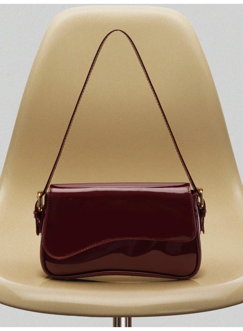 Tory Lightweight Business Casual Flip-Cover Square Bag, Suitable For Teenage Girls, Women, College Students, Young Professionals And Office Workers, Perfect For Office, University, Work, Business, Commuting, Outdoor Activities, Travel, Picnics. Fashionable Burgundy Color Handbag, Elegant Ladies Bag, Red Purse - Image 5