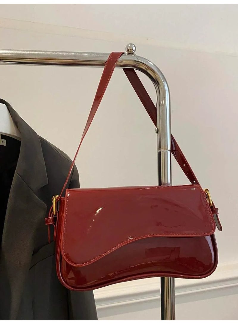 Tory Lightweight Business Casual Flip-Cover Square Bag, Suitable For Teenage Girls, Women, College Students, Young Professionals And Office Workers, Perfect For Office, University, Work, Business, Commuting, Outdoor Activities, Travel, Picnics. Fashionable Burgundy Color Handbag, Elegant Ladies Bag, Red Purse - Image 1