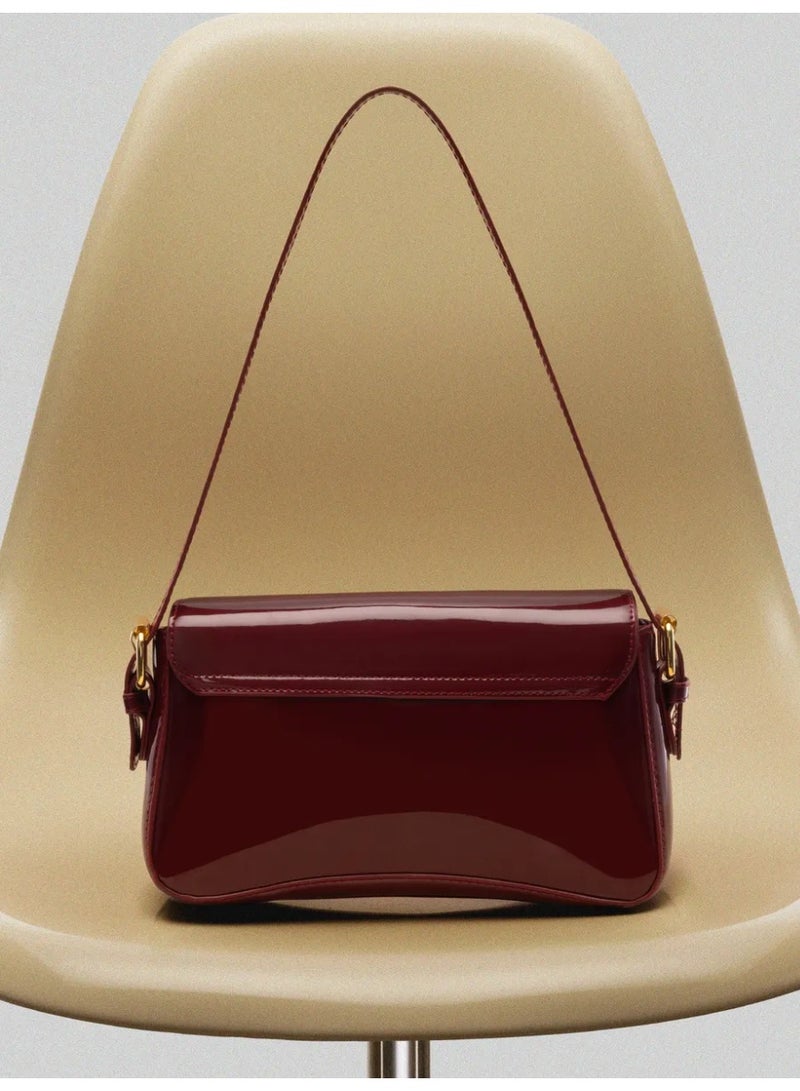 Tory Lightweight Business Casual Flip-Cover Square Bag, Suitable For Teenage Girls, Women, College Students, Young Professionals And Office Workers, Perfect For Office, University, Work, Business, Commuting, Outdoor Activities, Travel, Picnics. Fashionable Burgundy Color Handbag, Elegant Ladies Bag, Red Purse - Image 4