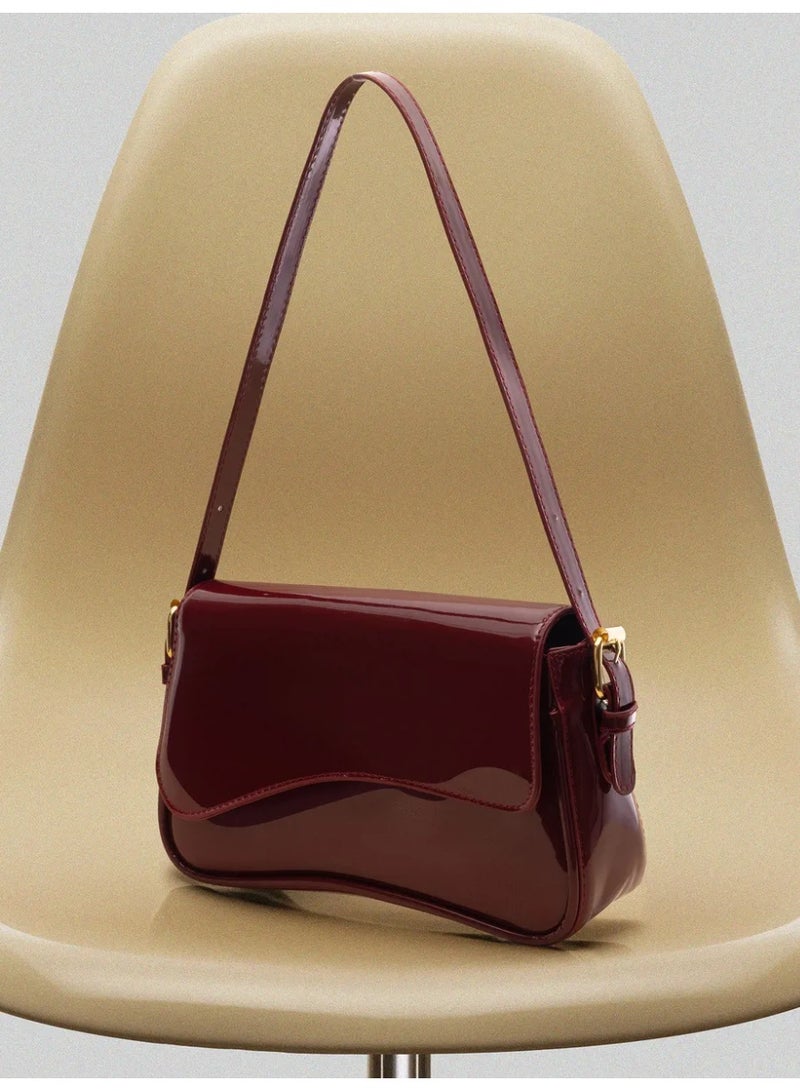 Tory Lightweight Business Casual Flip-Cover Square Bag, Suitable For Teenage Girls, Women, College Students, Young Professionals And Office Workers, Perfect For Office, University, Work, Business, Commuting, Outdoor Activities, Travel, Picnics. Fashionable Burgundy Color Handbag, Elegant Ladies Bag, Red Purse - Image 2