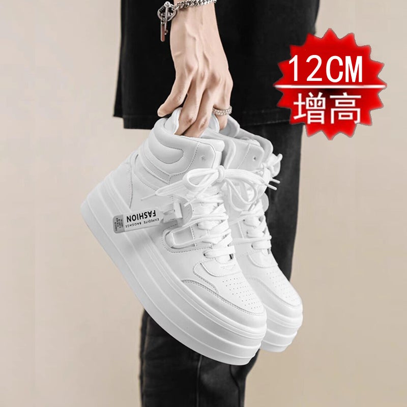 High-Rise Shoes Men'S 12Cm Casual White Shoes 10Cm High-Top Thick Slab Shoes Men'S - Image 2