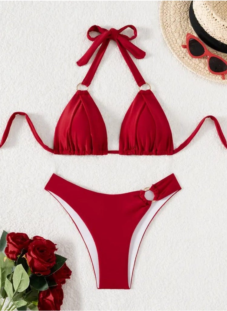 Hanady - Two-Piece Red Bikini Made from High-Quality Korean Lycra - Stylish and Comfortable Design HN 6046 - Image 1