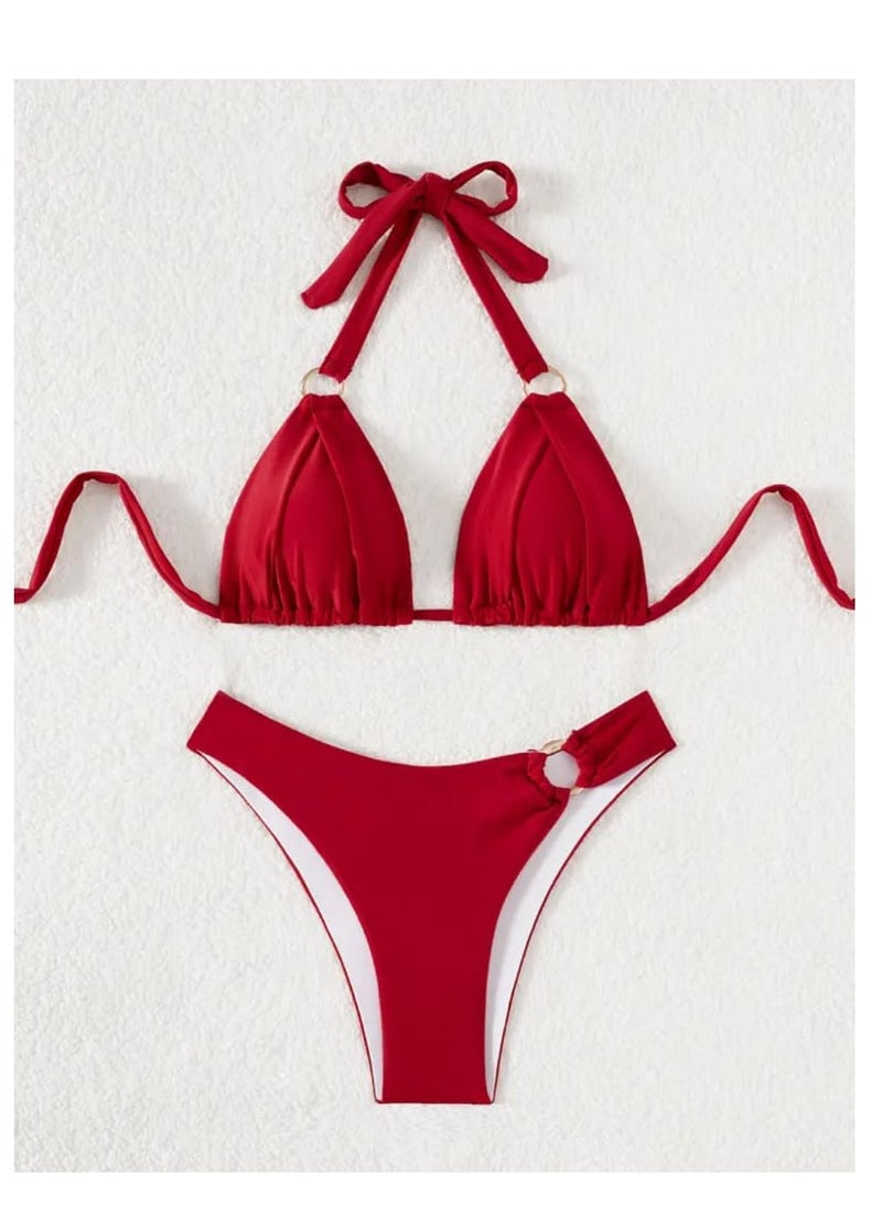 Hanady - Two-Piece Red Bikini Made from High-Quality Korean Lycra - Stylish and Comfortable Design HN 6046 - Image 1